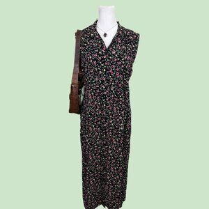 Floral print midi dress with button-up front